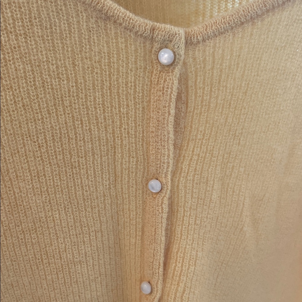 Sezane Yellow Cropped Button Cardigan - Picture 3 of 7